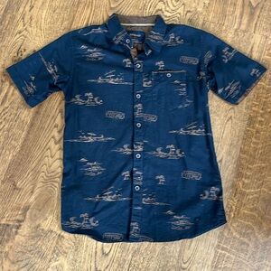 Nomad Navy short sleeve collar boys button Hawaiian style shirt size sma…